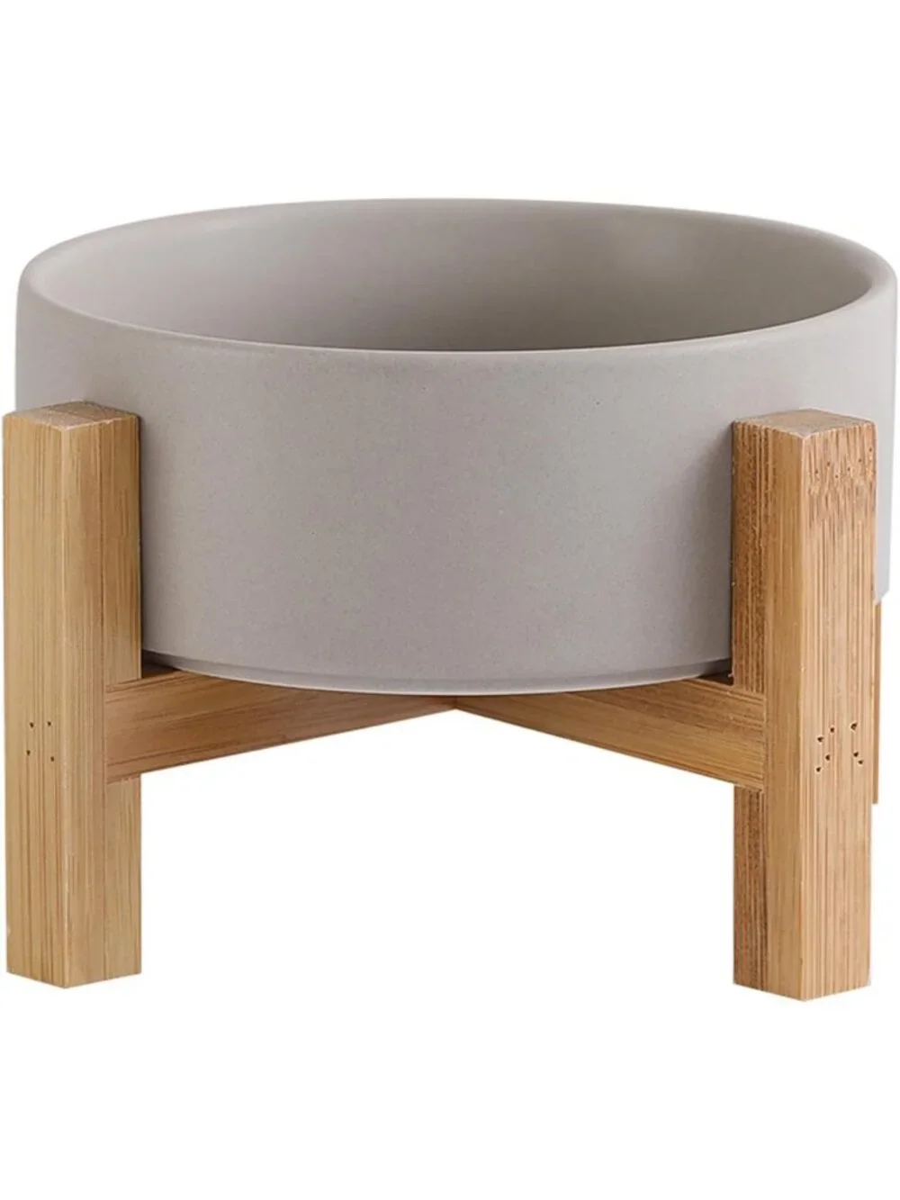 Elevated Ceramic Cat & Dog Bowl with Bamboo Stand - Anti-Vomiting, Stress-Free